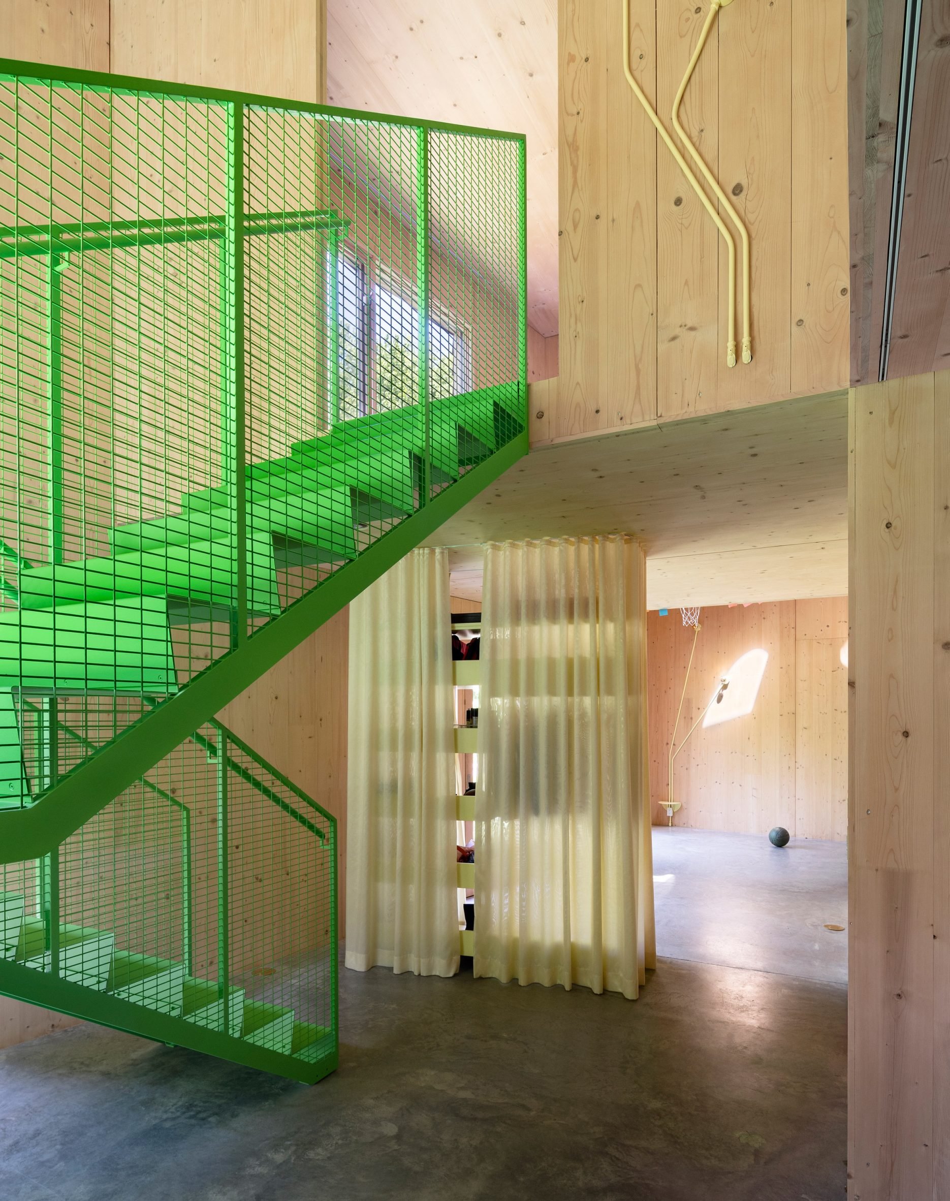 Green staircase in CLT House 