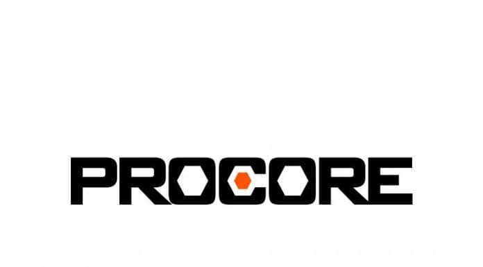 Logo of construction software specialist Procore in black lettering on a white background