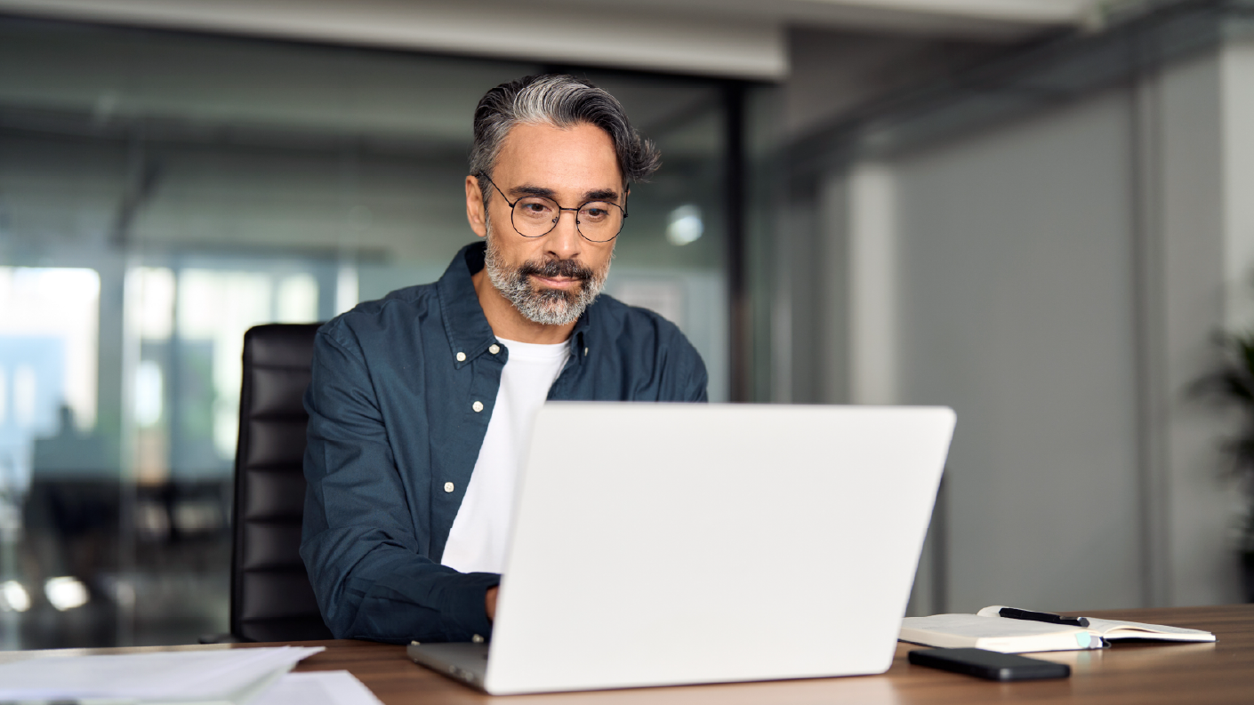 Man working on a laptop