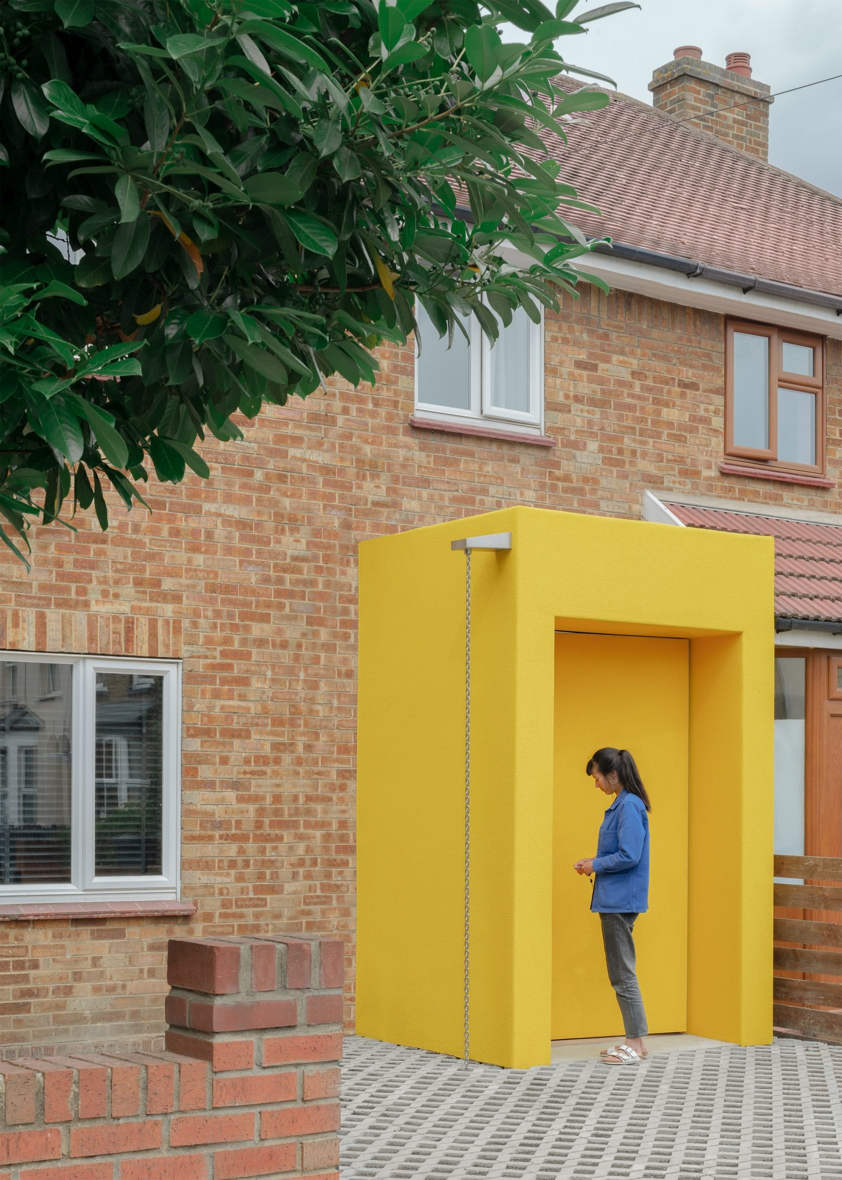 Banana-yellow front door