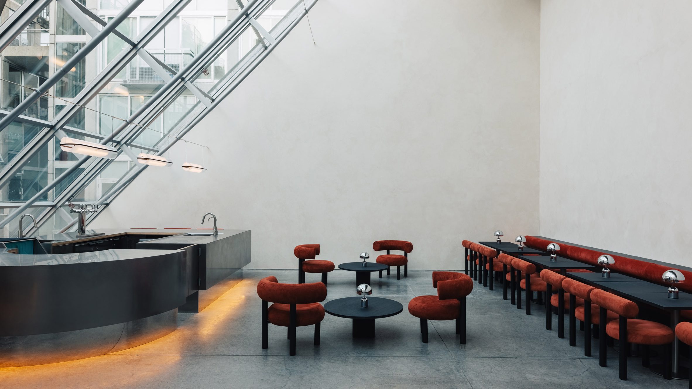 Cafe interior inside Waterfall Building