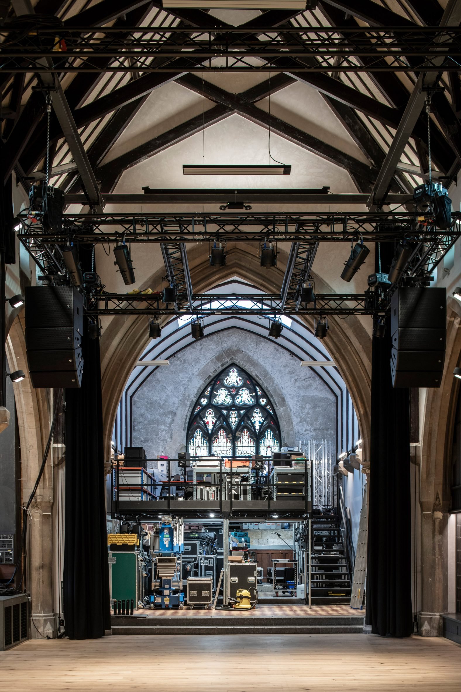 Storage space inside old church 