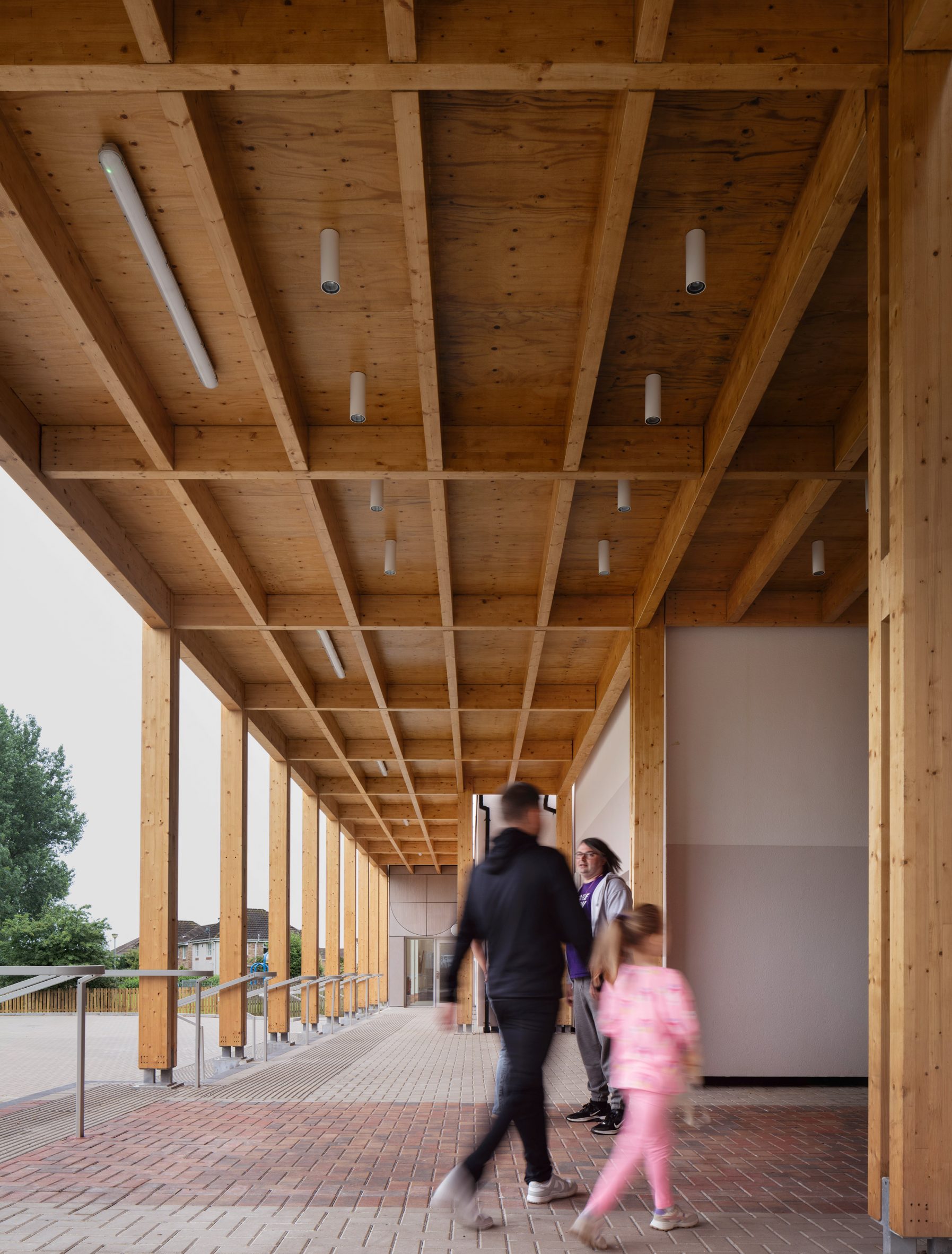 Timber canopy outside Take A Bow centre Scotland