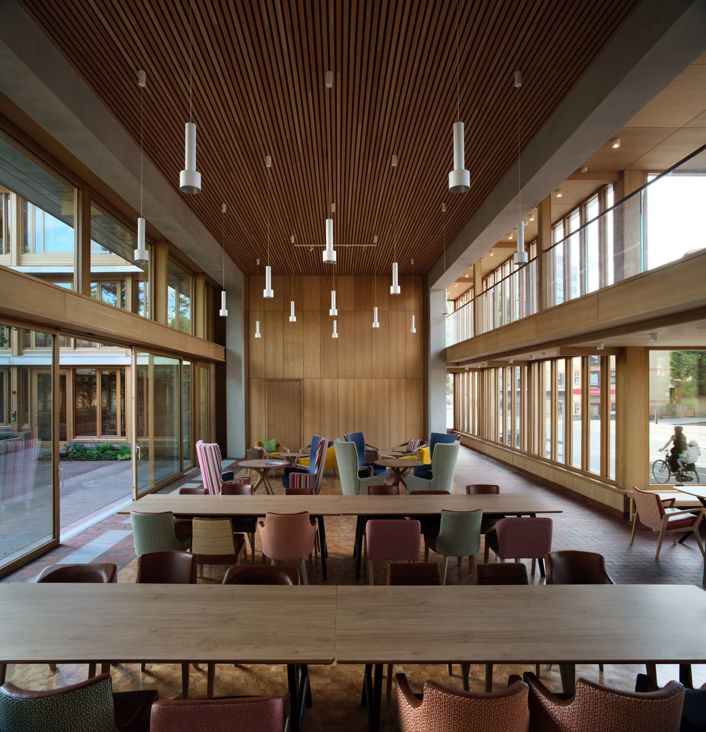 Timber-lined interior senior social housing 